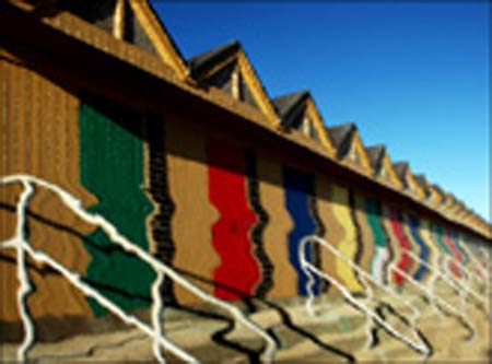 beach huts under water